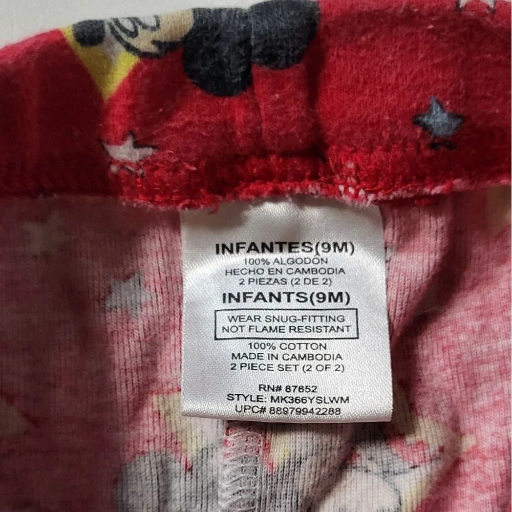 Disney Baby Boy Red Mickey Mouse All Over Print Pajama Pants Size 9M